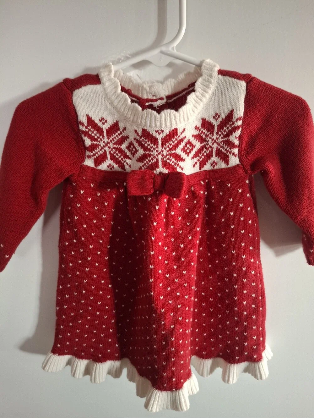 Gymboree Red and White Knit Holiday Dress with Bow